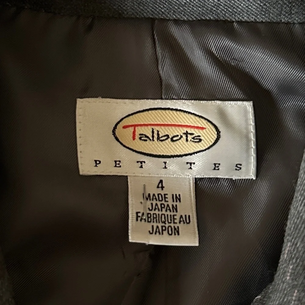 *TALBOTS* Petite Gray Long Sleeve Blazer Suit Jacket Size 4P
